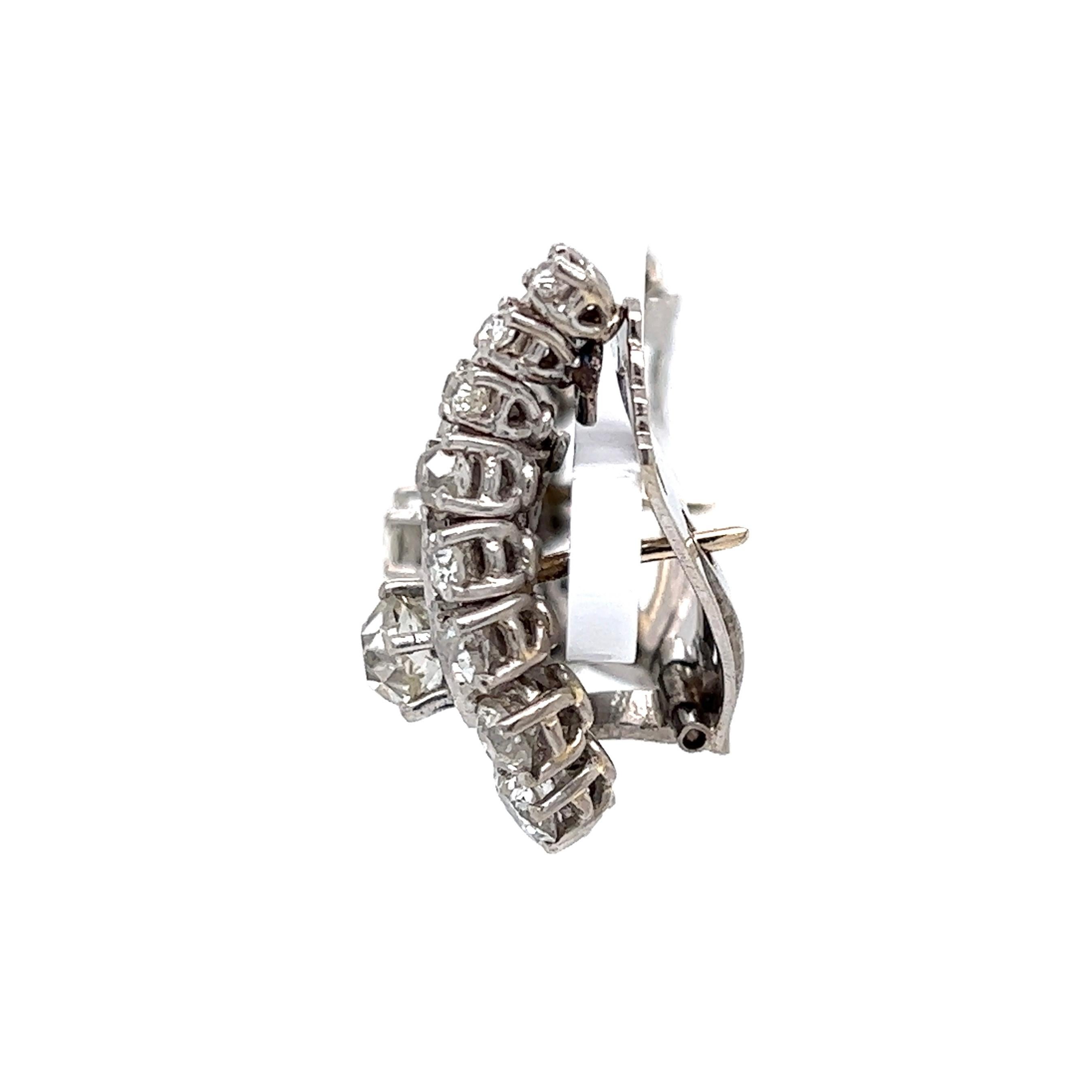 Women's Vintage Diamond Cluster Retro Designer Platinum Earrings Estate Fine Jewelry For Sale