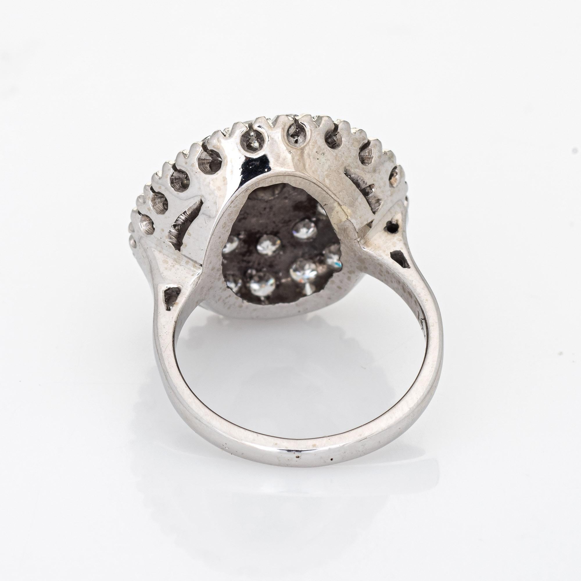 Vintage Diamond Cluster Ring 14k White Gold Round Cocktail Fine Jewelry In Good Condition For Sale In Torrance, CA