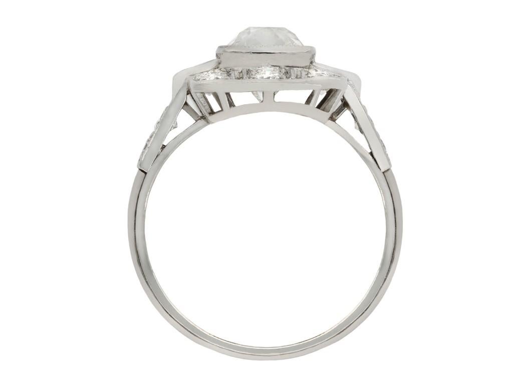 Old Mine Cut Vintage Diamond Cluster Ring, circa 1950 For Sale
