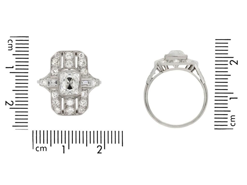 Vintage-Diamant-Cluster-Ring, um 1950 im Zustand „Gut“ im Angebot in London, GB