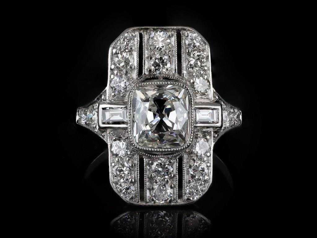 Vintage-Diamant-Cluster-Ring, um 1950 im Angebot 1