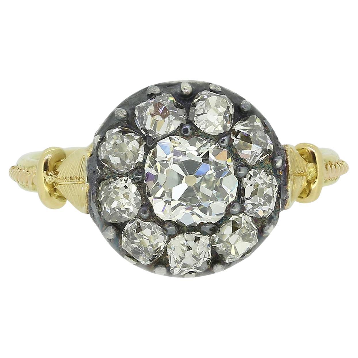 Vintage Diamond Cluster Ring For Sale
