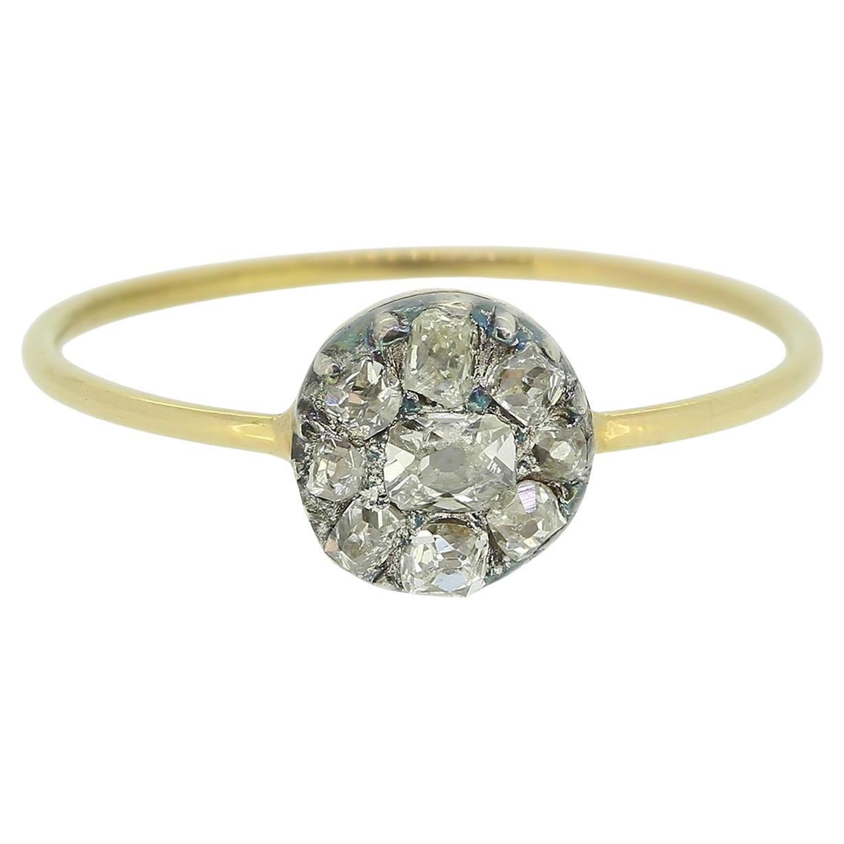 Diamant-Cluster-Ring mit Vintage-Diamant