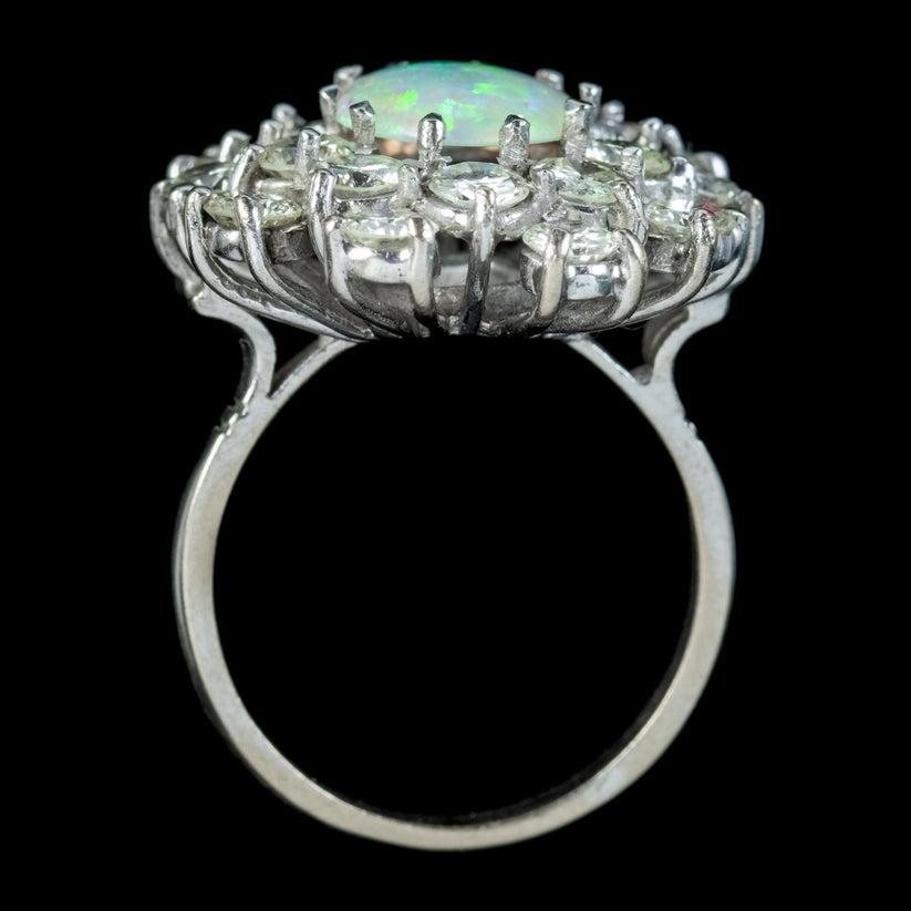 Women's Vintage Diamond Cluster Ring in 3 Carat Opal, circa 1950
