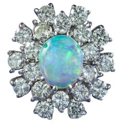 Vintage Diamond Cluster Ring in 3 Carat Opal, circa 1950