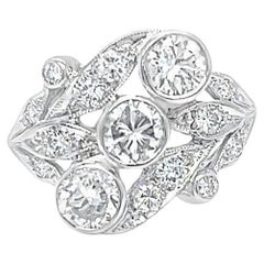 Vintage Diamond Cluster Ring in White Gold