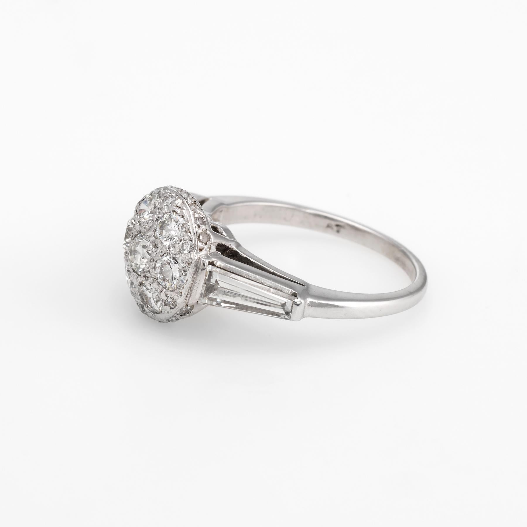 Women's Vintage Diamond Cluster Ring Platinum Mixed Cuts Estate Fine Jewelry