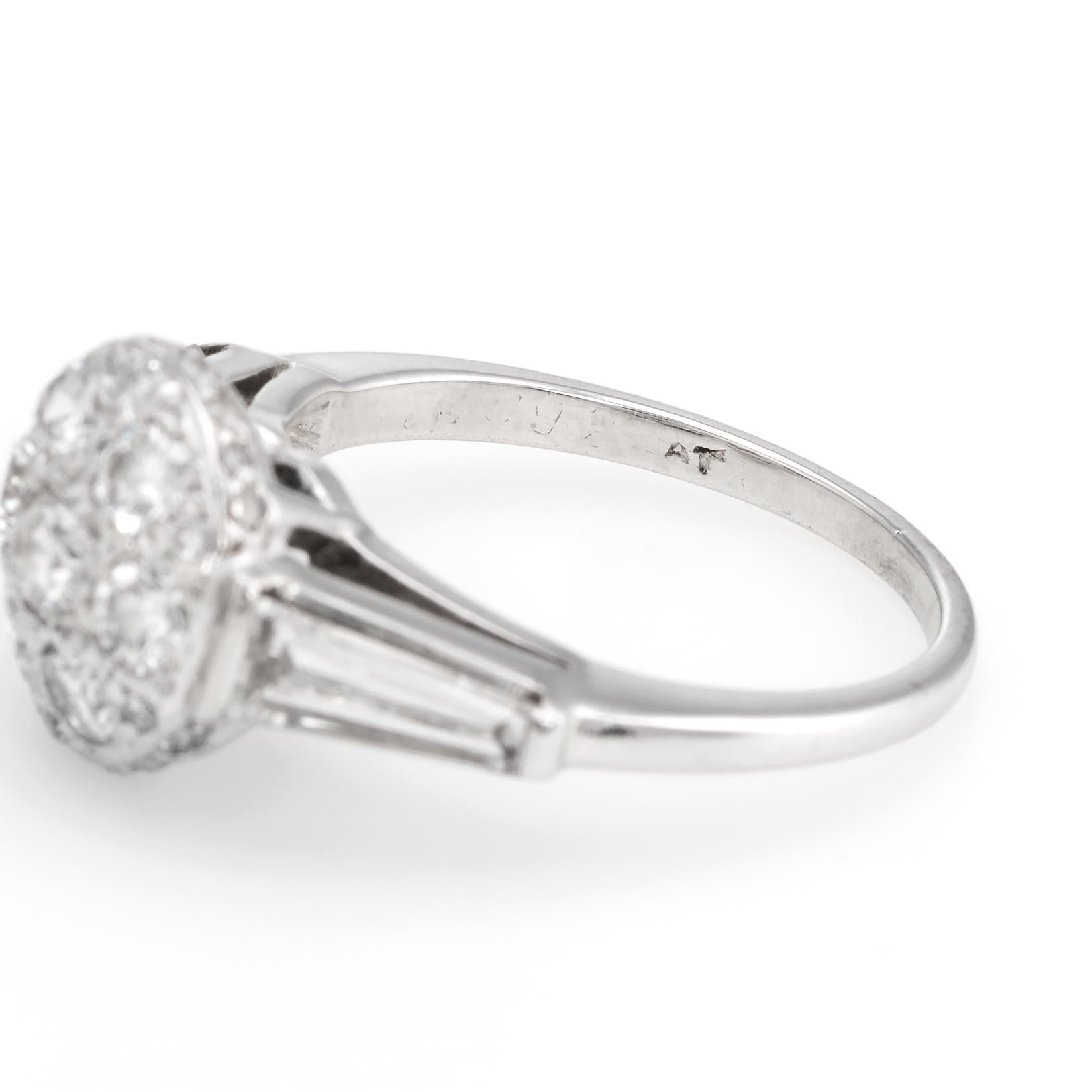 Vintage Diamond Cluster Ring Platinum Mixed Cuts Estate Fine Jewelry 3