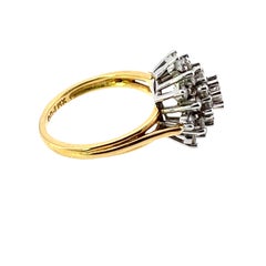 Anello vintage con grappolo di diamanti, in oro giallo e bianco 18 carati, 1,0 carati