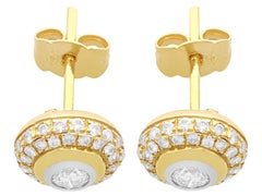 Vintage Diamond Cluster Stud Earrings in Yellow Gold
