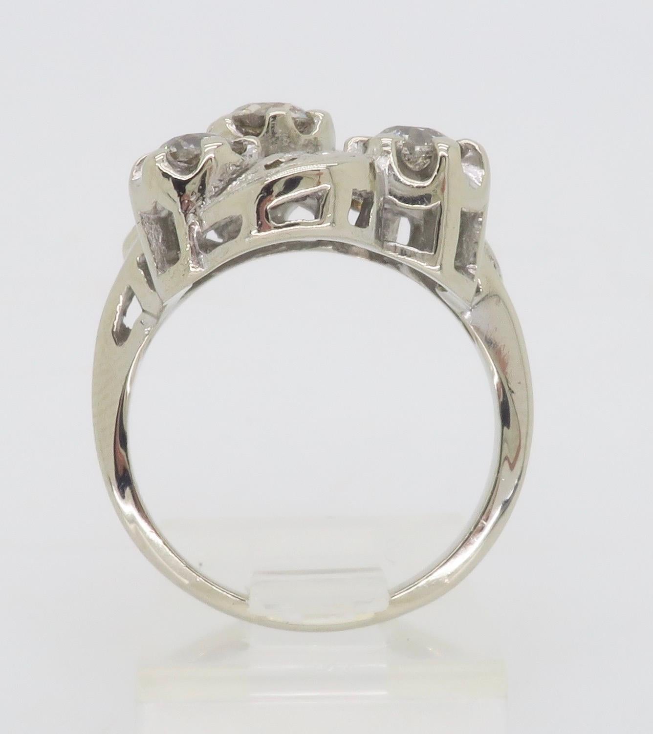 Old European Cut Vintage Diamond Cocktail Ring Crafted in 14k White Gold  For Sale