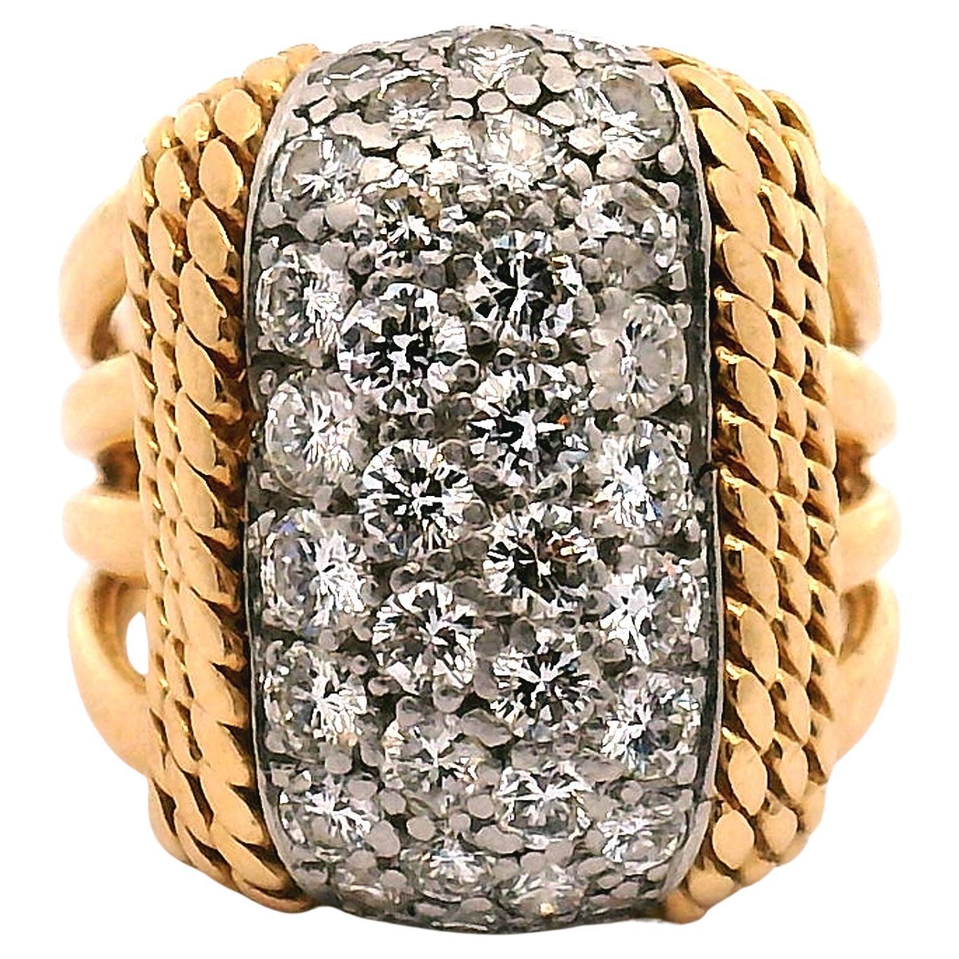 Anillo de cóctel de diamantes vintage diseñado por Ruser
