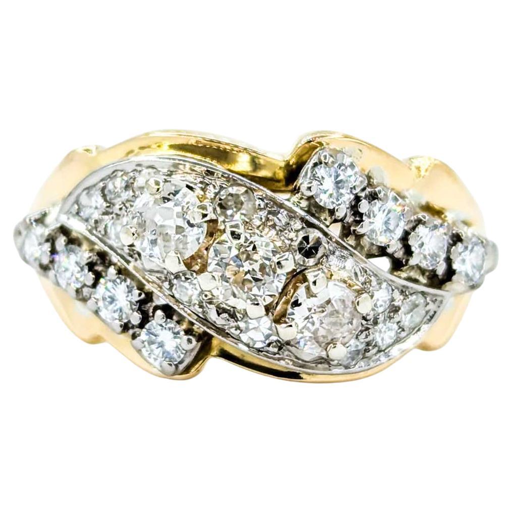 Vintage Diamond Cocktail Ring in 18K Yellow Gold
