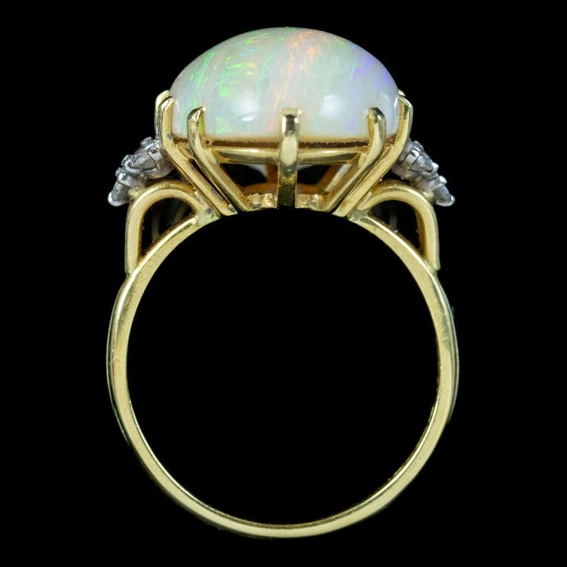 Vintage Diamond Cocktail Ring in 25 Carat Opal, 1975 In Good Condition For Sale In Kendal, GB