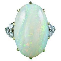 Diamant-Cocktailring mit 25 Karat Opal im Vintage-Stil, 1975