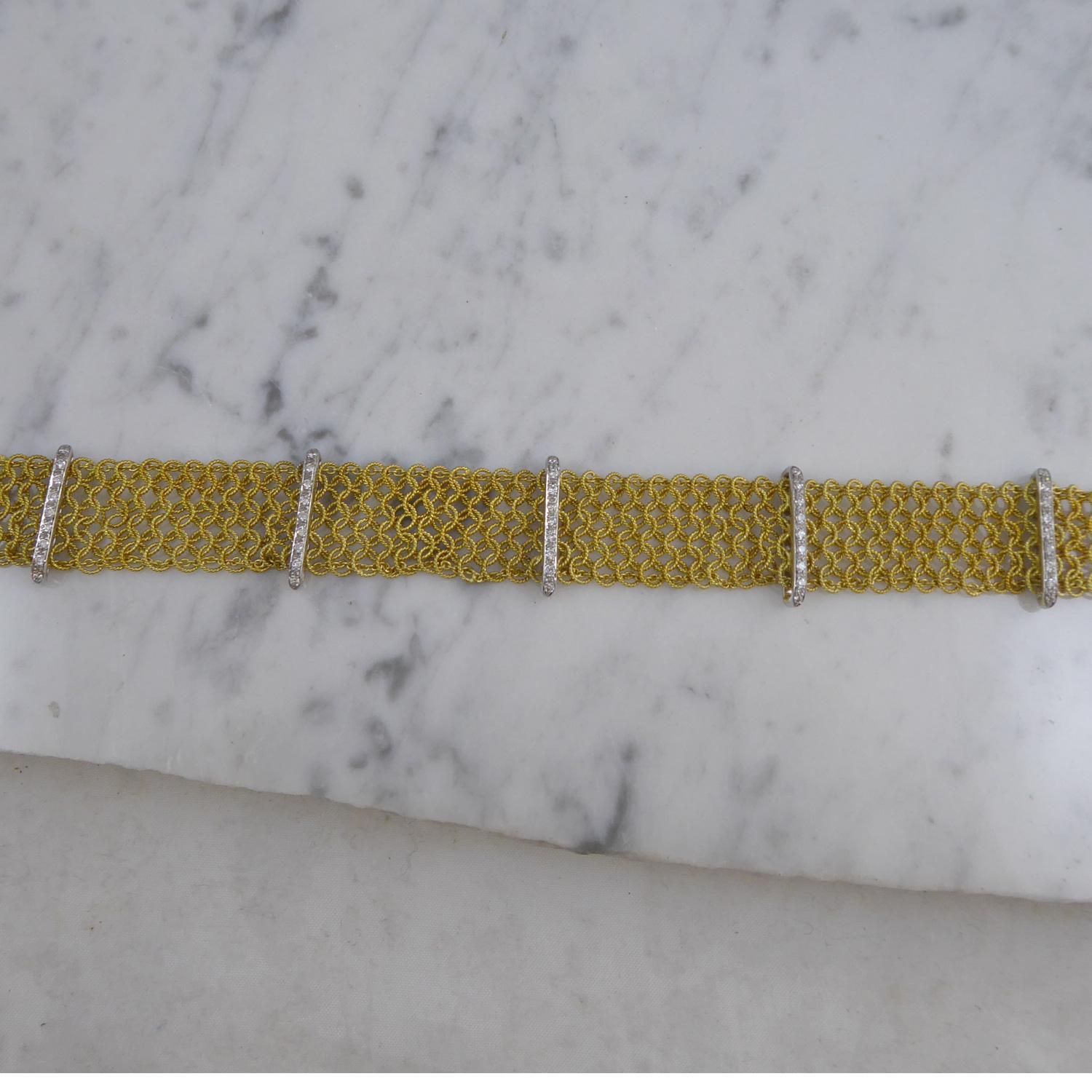 Contemporary Vintage Diamond Collar on 18ct Gold Woven Mesh