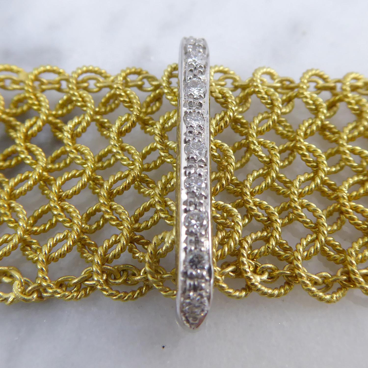 Brilliant Cut Vintage Diamond Collar on 18ct Gold Woven Mesh