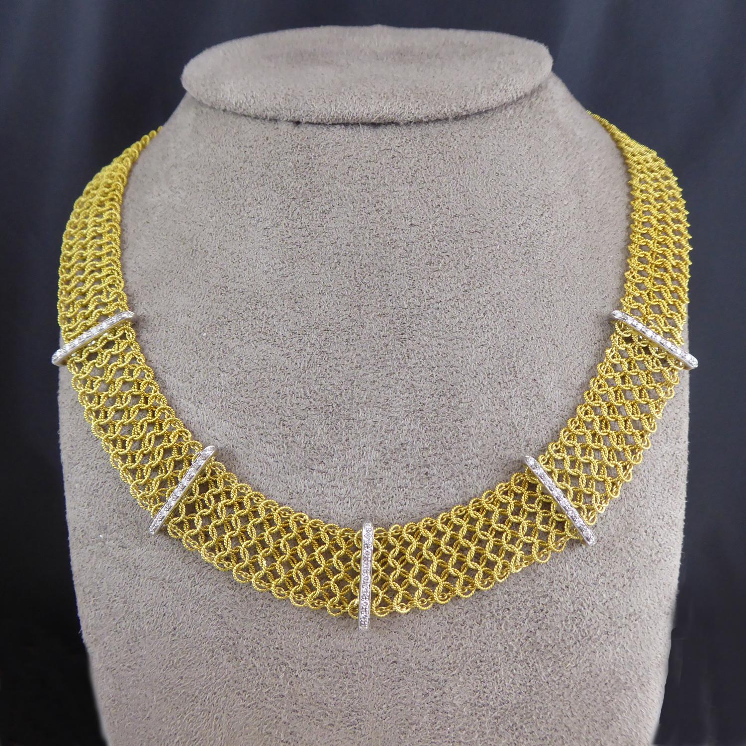 Vintage Diamond Collar on 18ct Gold Woven Mesh 1