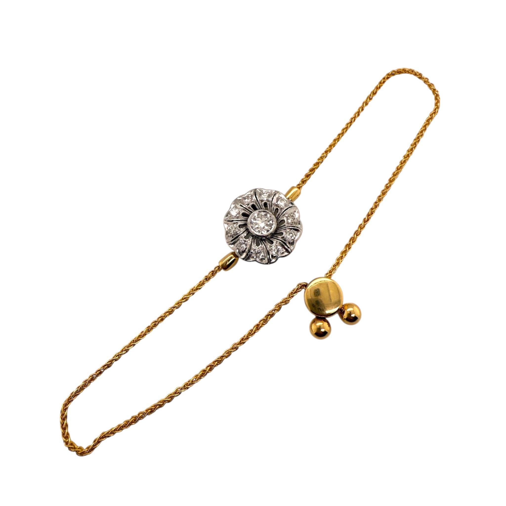 Taglio antico europeo Bracciale stile Bolo con diamanti d'epoca in vendita