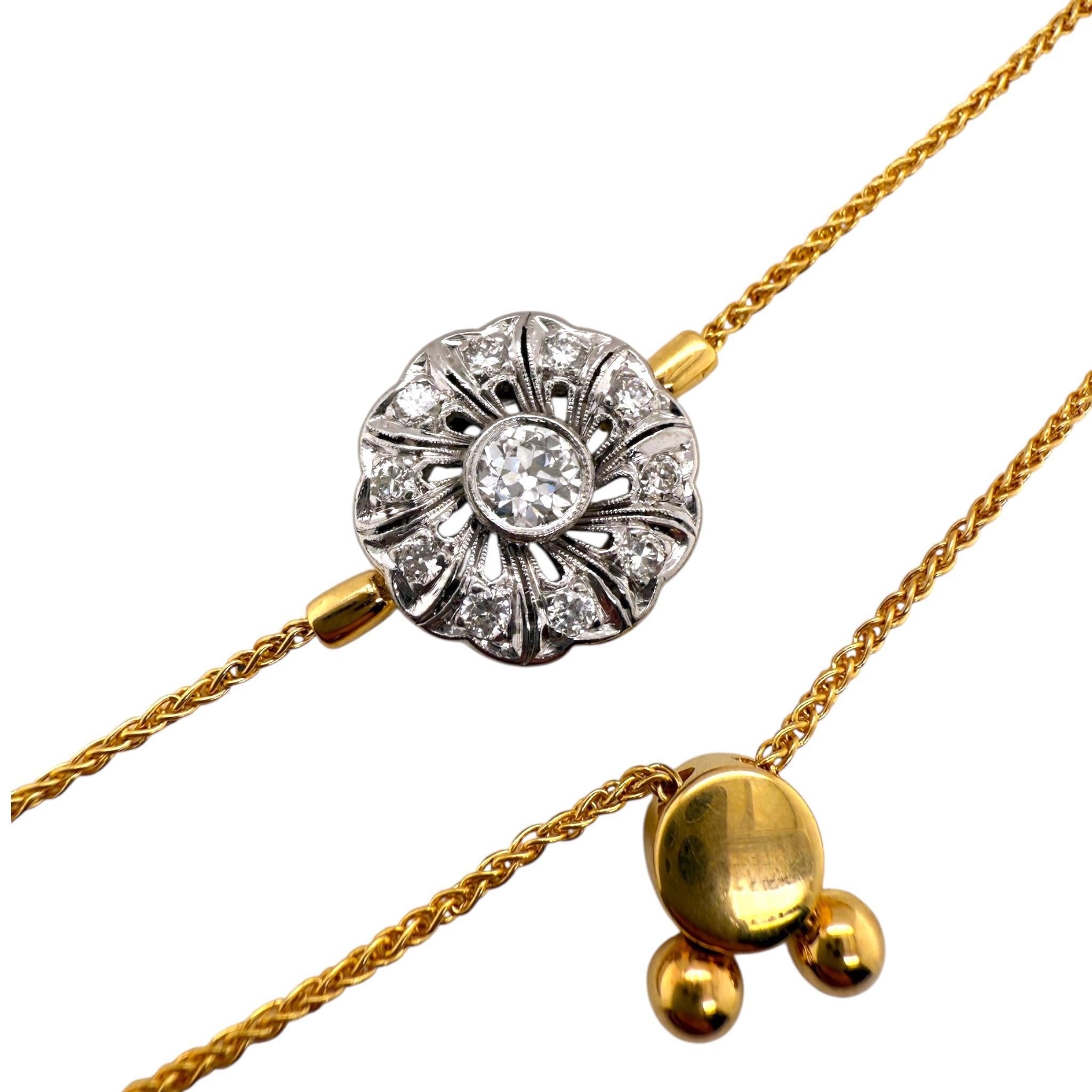 Donna Bracciale stile Bolo con diamanti d'epoca in vendita