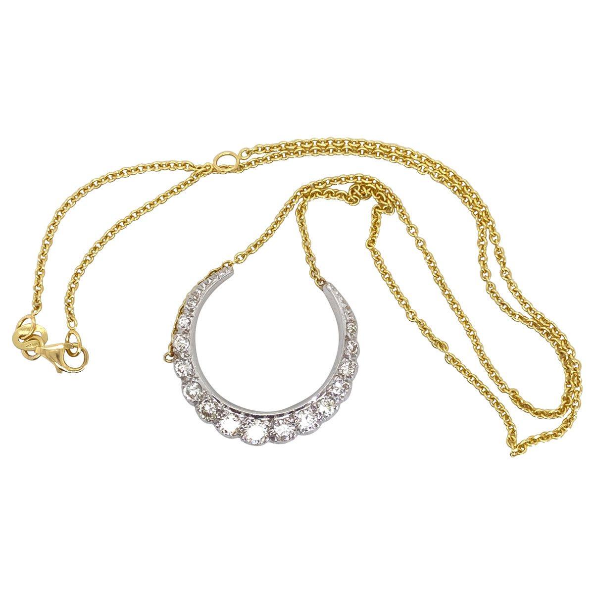 Vintage Diamond Crescent Pendant Necklace 4