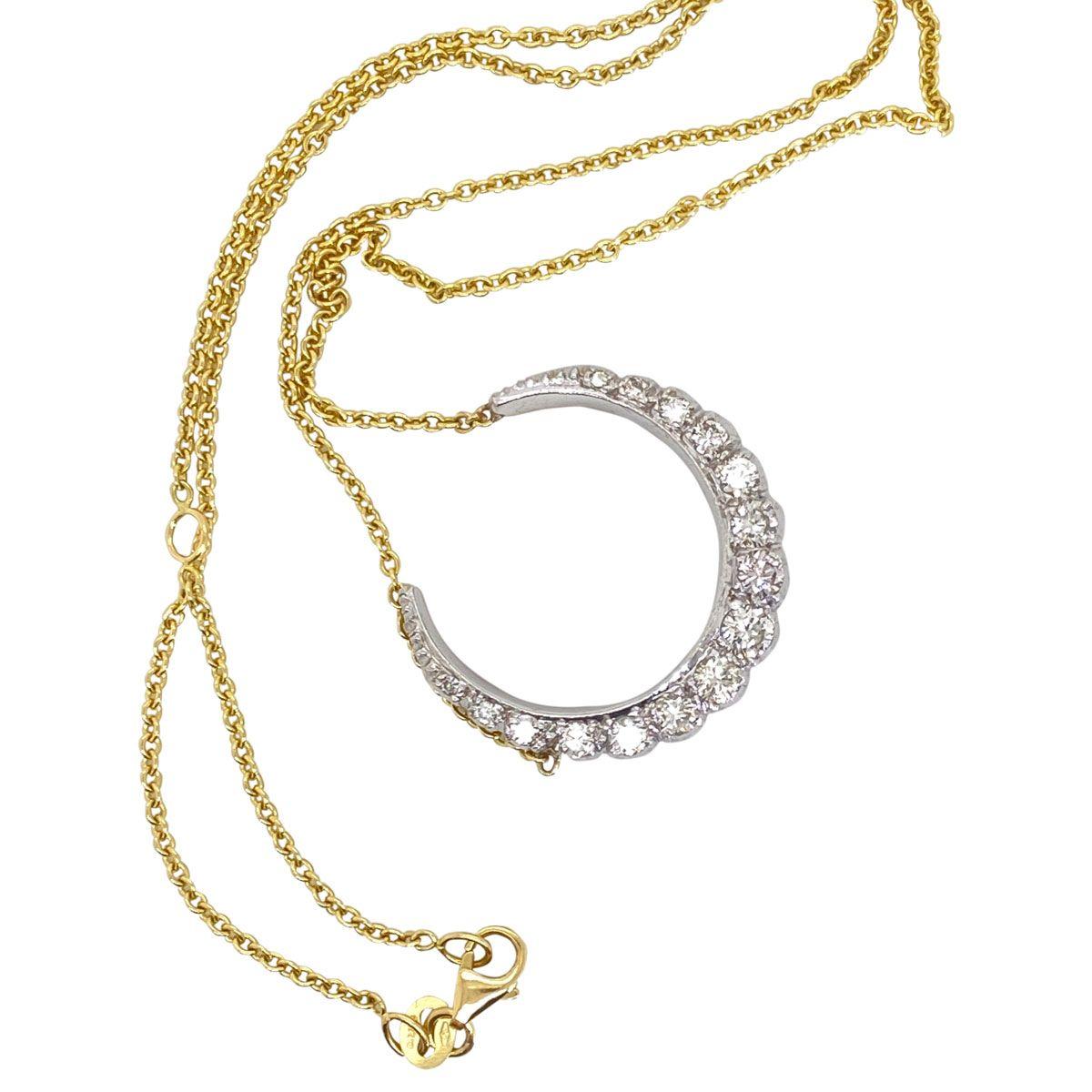 Victorian Vintage Diamond Crescent Pendant Necklace