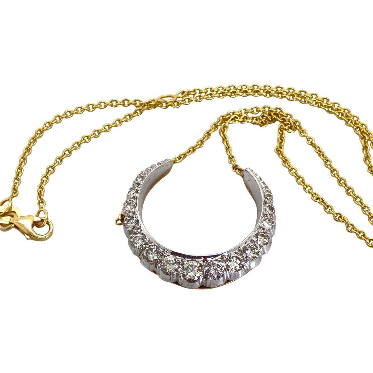 Vintage Diamond Crescent Pendant Necklace In Excellent Condition In QLD , AU