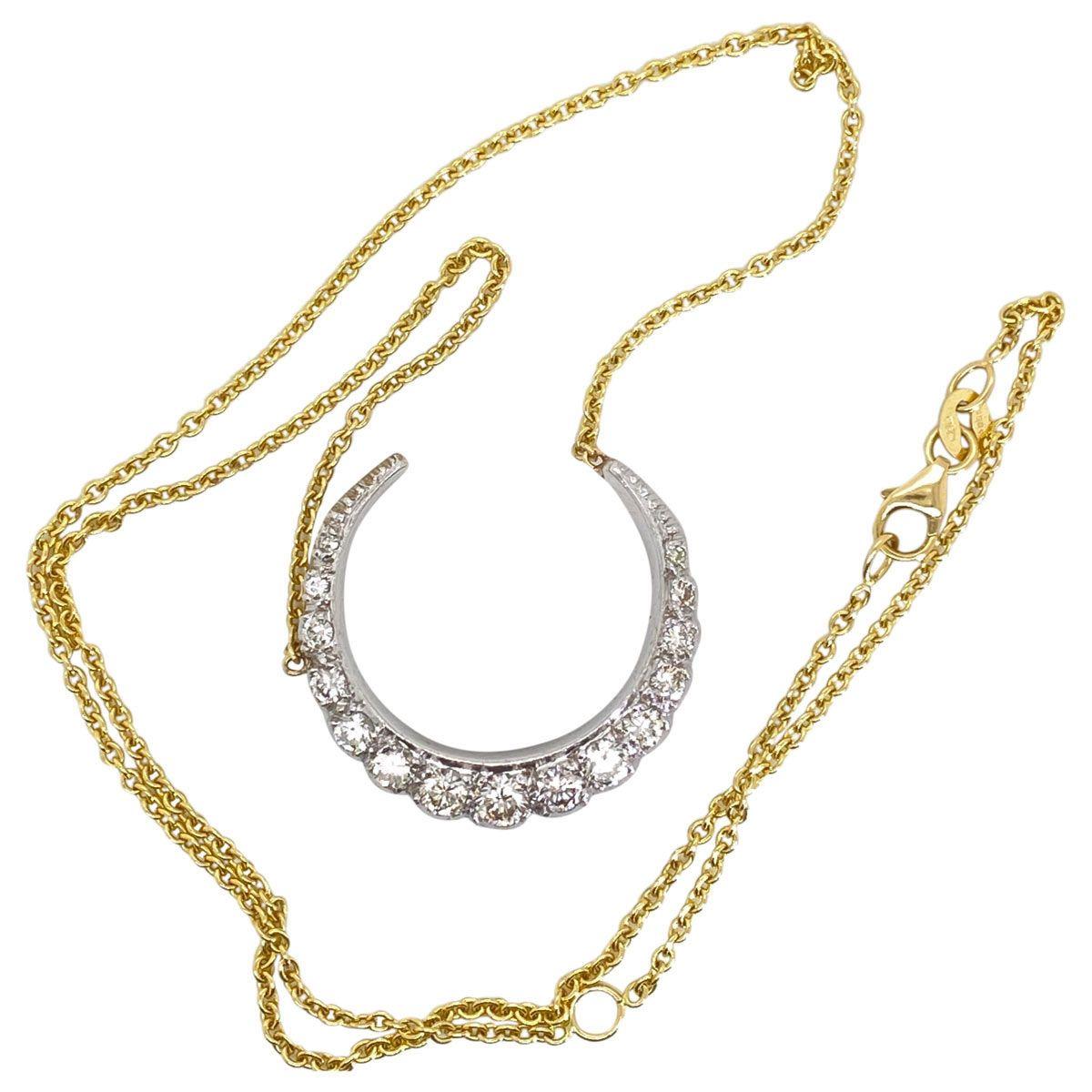 Women's Vintage Diamond Crescent Pendant Necklace