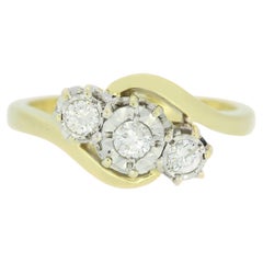 Crossover-Ring mit Diamant im Vintage-Stil