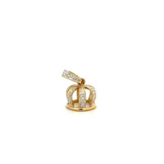 Vintage Diamond Crown Gold Open-able Bale Pendant Estate Fine Jewelry
