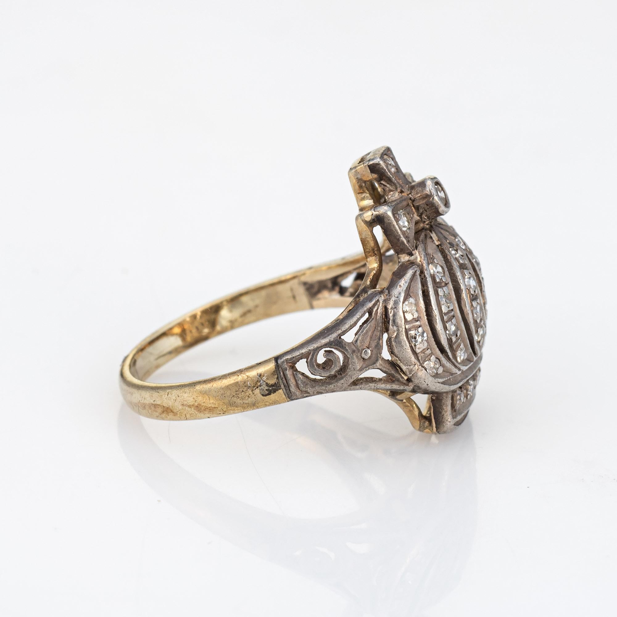 Modern Vintage Diamond Crown Ring 9ct Yellow Gold Estate Fine Jewelry Sz 6 Tiara
