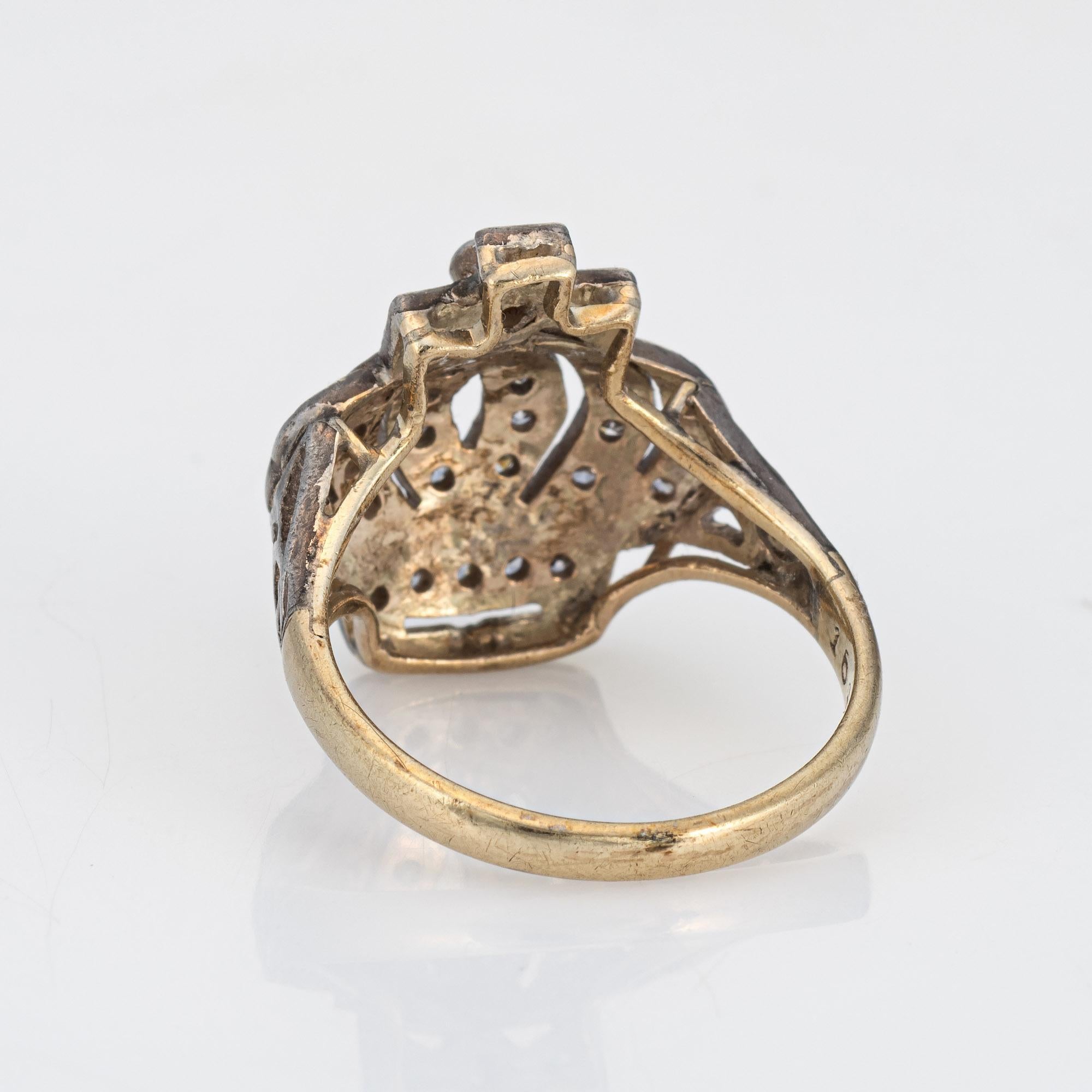 Round Cut Vintage Diamond Crown Ring 9ct Yellow Gold Estate Fine Jewelry Sz 6 Tiara