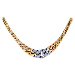 Vintage Diamond Cuban Link 18 Karat Italienisch Halskette