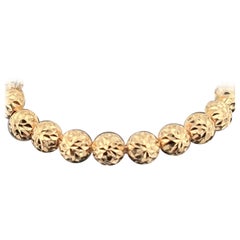 Vintage Diamond Cut Half Dome Link Bracelet 14k Gold
