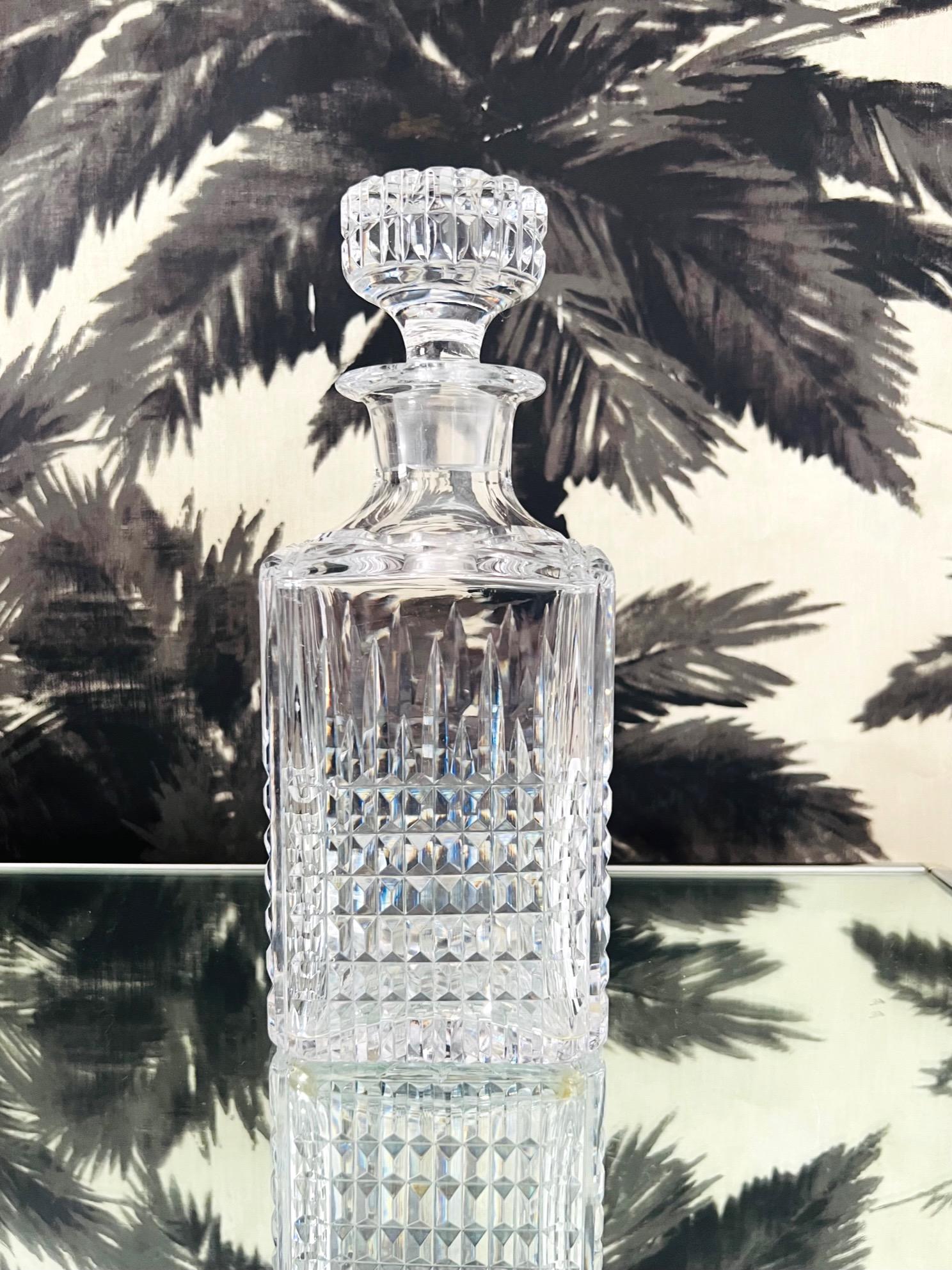 Hand-Crafted Vintage Diamond Cut Whiskey Decanter by Waterford Crystal, c. 1980