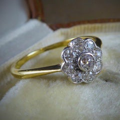 Vintage Diamond Daisy Cluster Engagement Ring, Circa 1930s/1940s