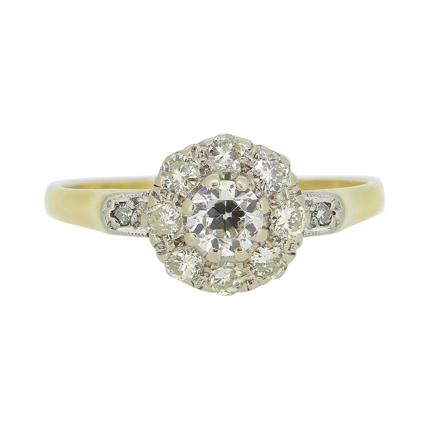 Bague marguerite vintage grappe de diamants