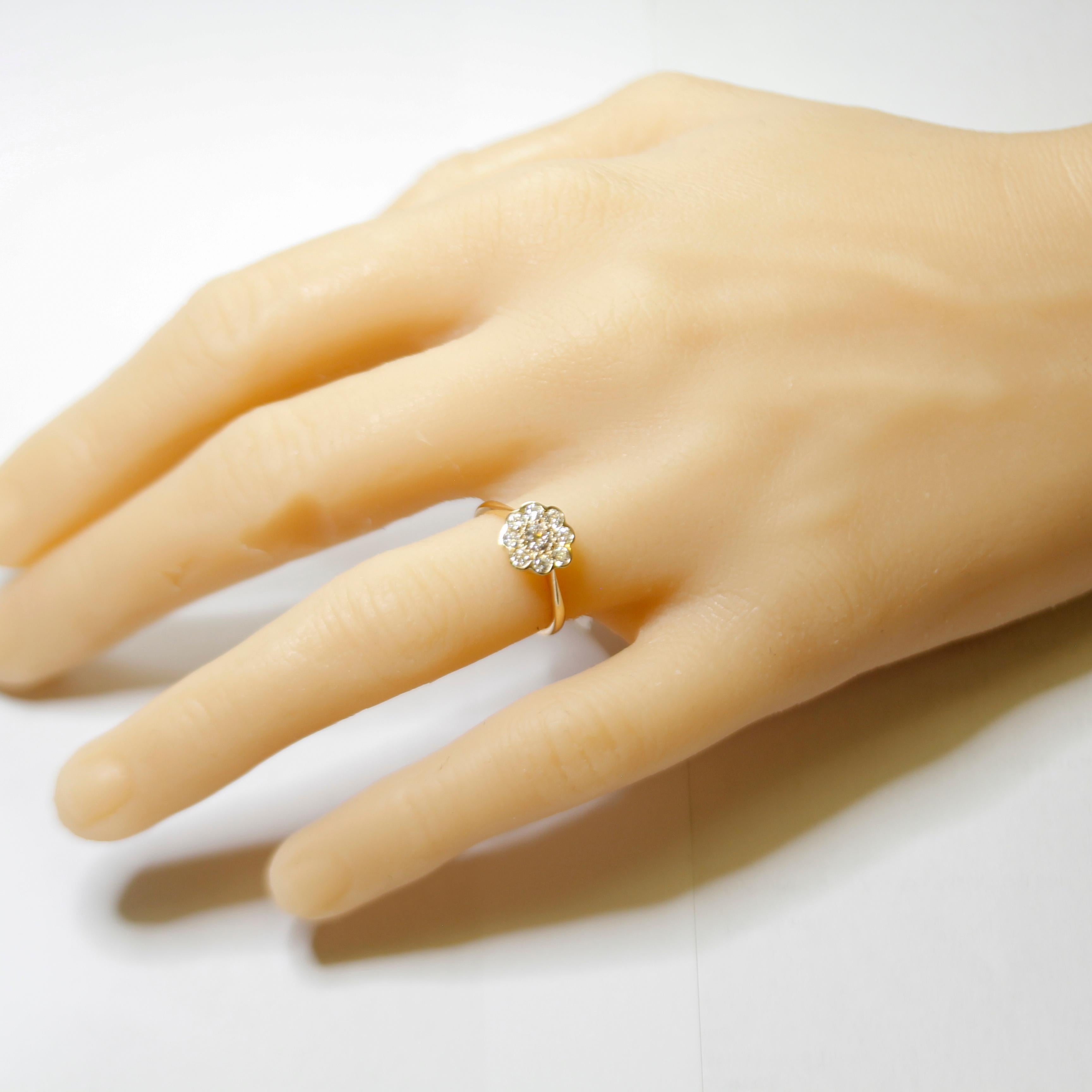 Vintage Diamond Daisy Engagement Ring, Fully Restored 1