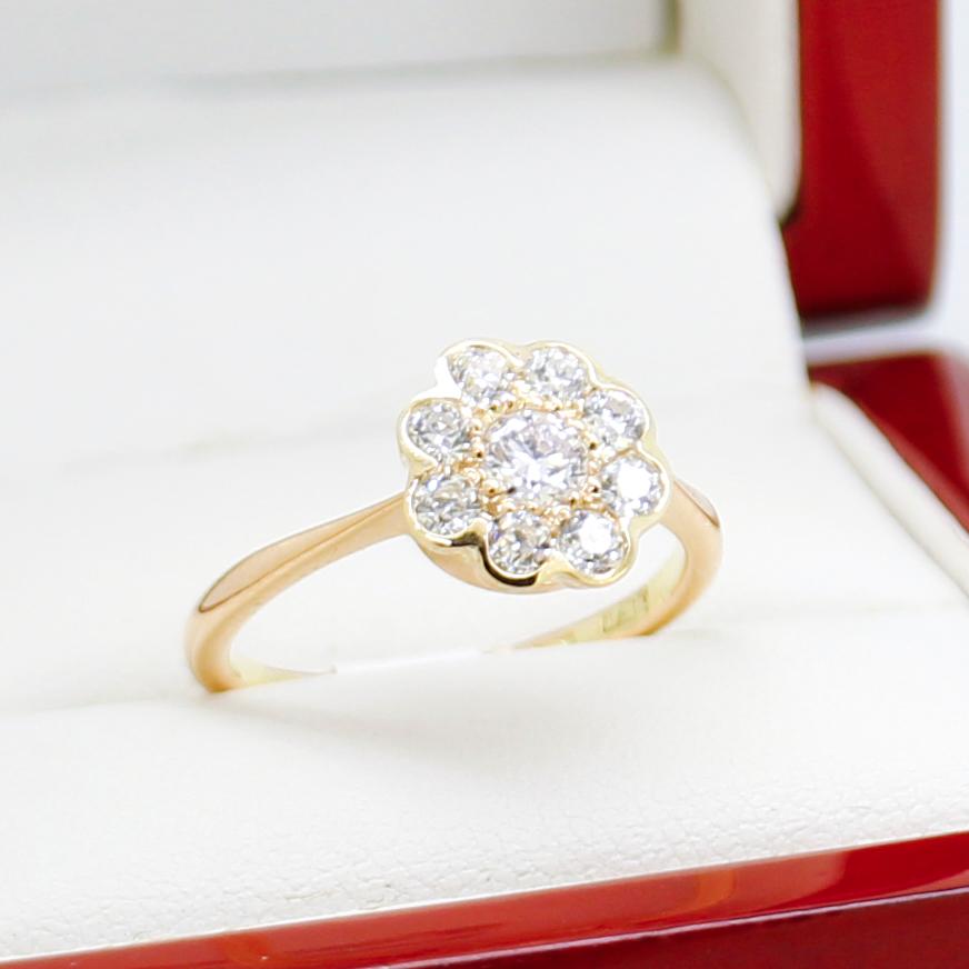 Vintage Diamond Daisy Engagement Ring, Fully Restored In Good Condition In BALMAIN, NSW
