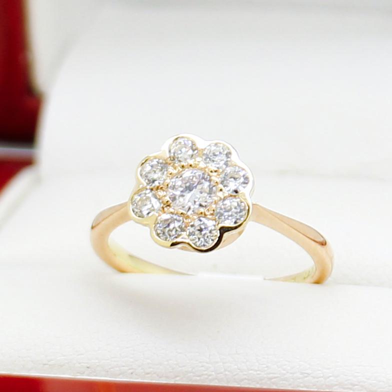 Women's Vintage Diamond Daisy Engagement Ring, Fully Restored