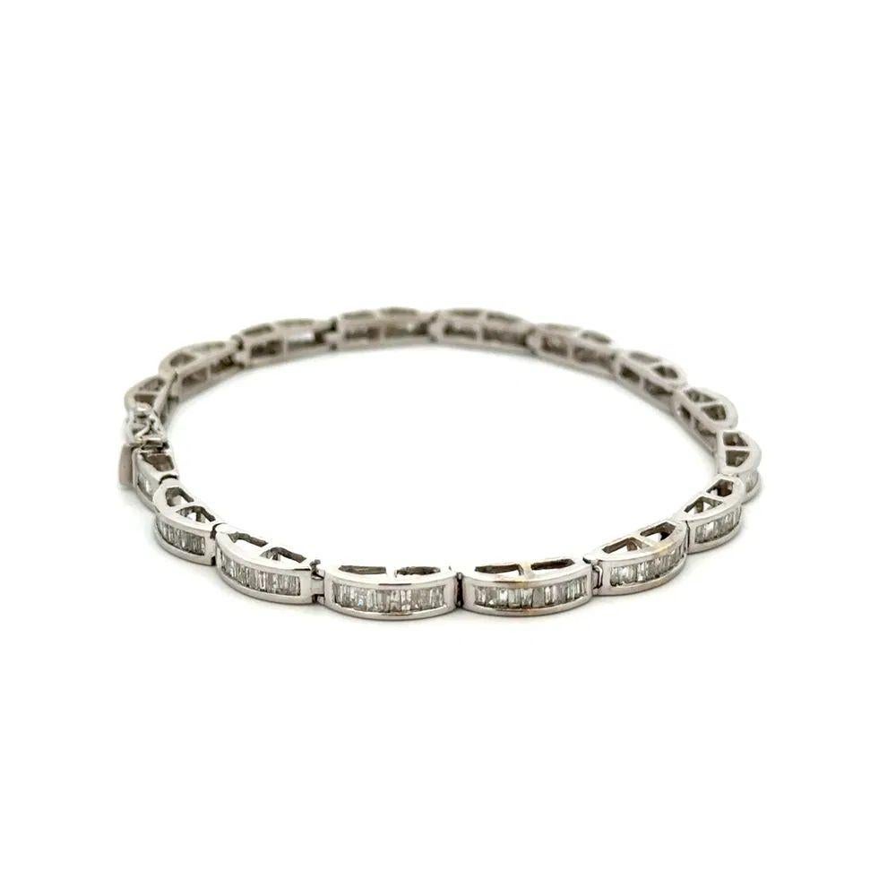 Vintage Diamond Dome Link Gold Line Tennis-Armband Estate Fine Jewelry (Modernistisch) im Angebot