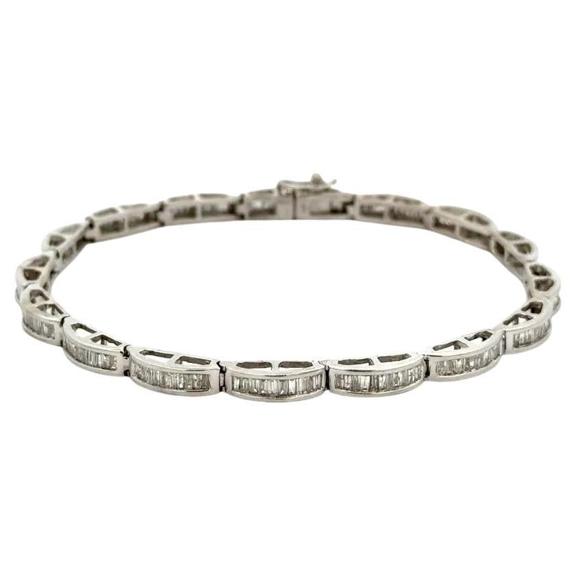 Vintage Diamond Dome Link Gold Line Tennis Bracelet Estate Jewelry
