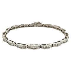 Vintage Diamond Dome Link Gold Line Tennis Bracelet Estate Jewelry