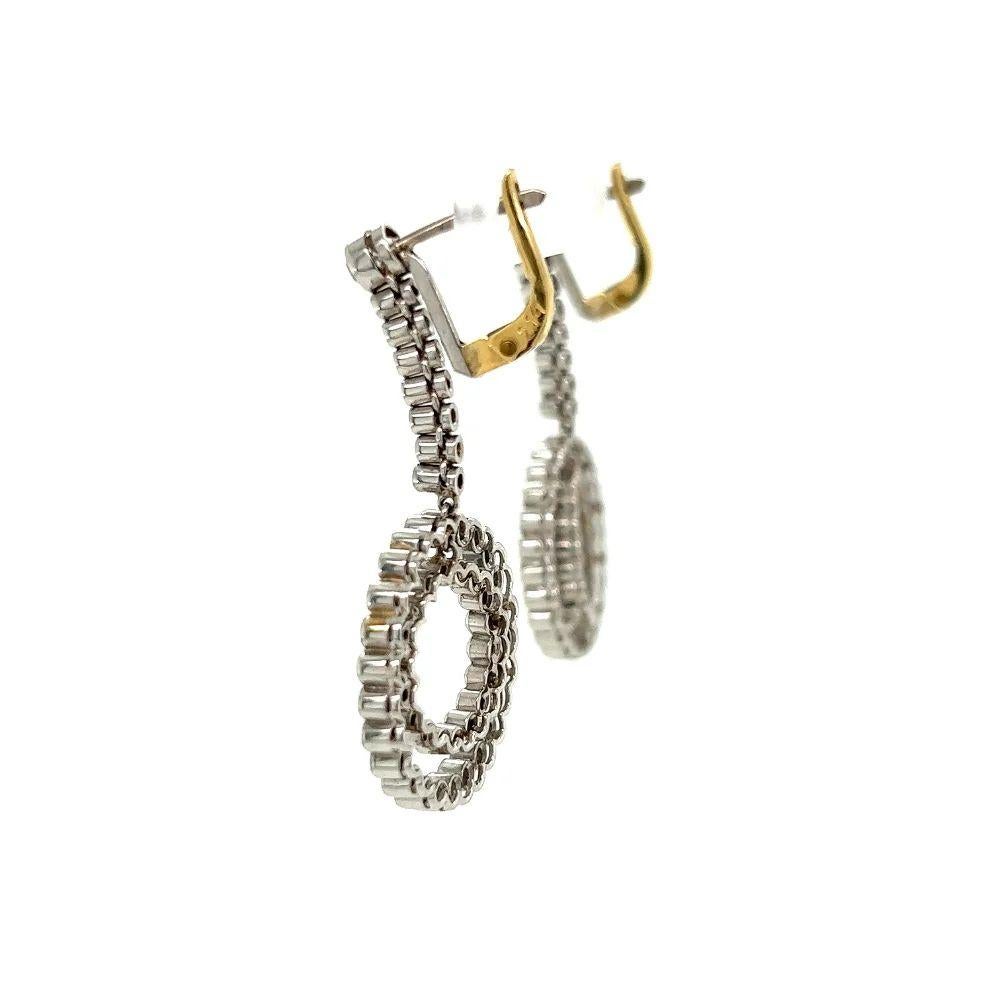 Women's Vintage Diamond Double Open Circle Platinum Drop Earrings Fine Estate Jewelry For Sale