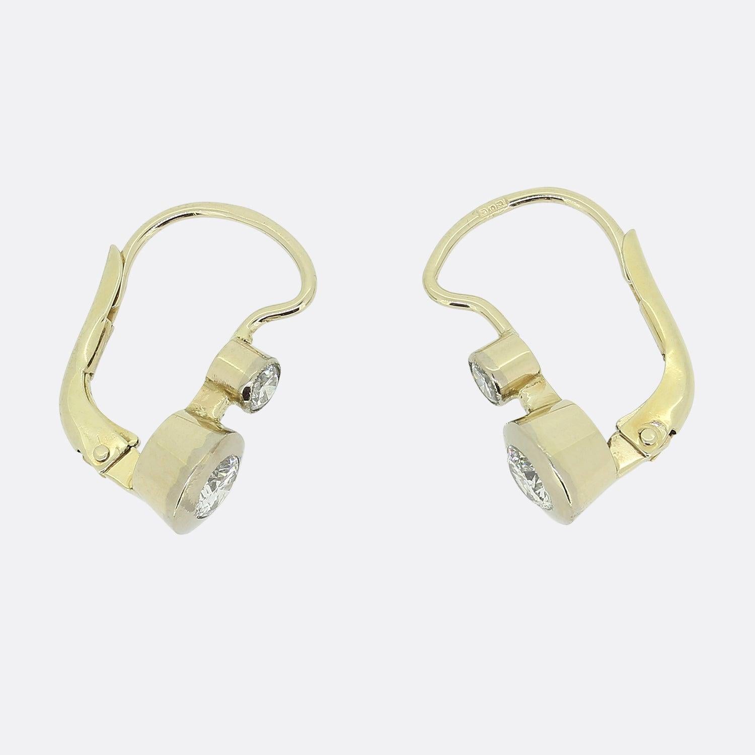 Vintage Diamant-Tropfen-Ohrringe (Rundschliff) im Angebot