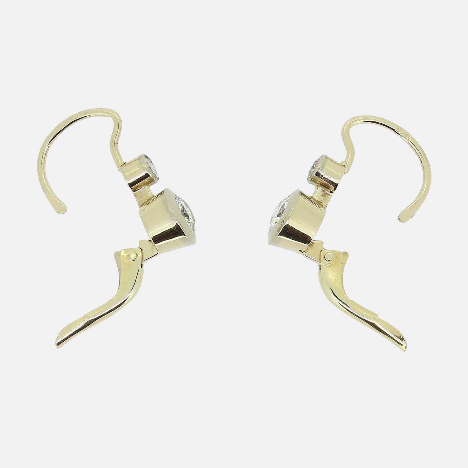 Vintage Diamant-Tropfen-Ohrringe im Zustand „Gut“ im Angebot in London, GB