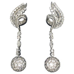 Vintage Diamond Drop Earrings in Platinum