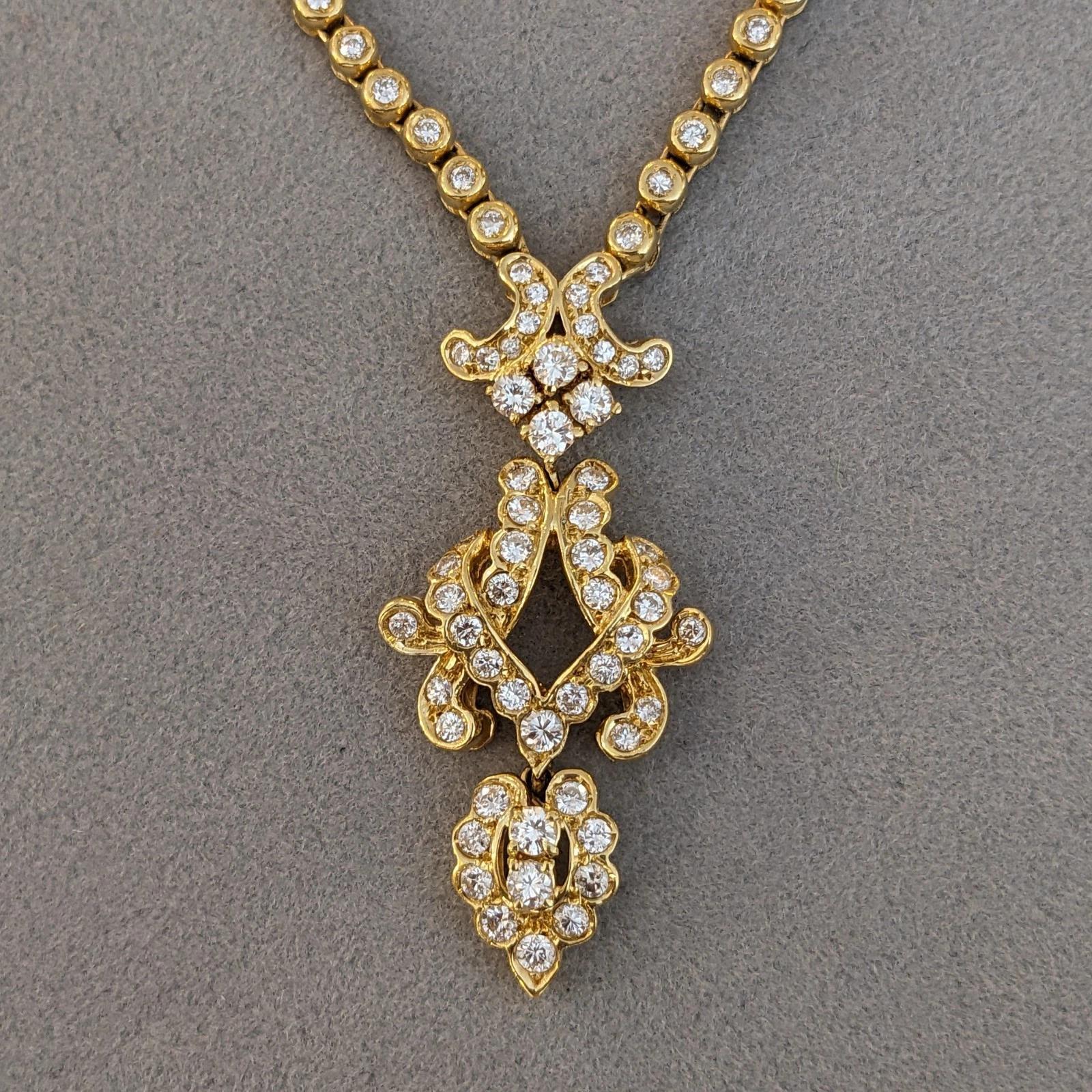 Collier pendentif vintage à diamant 2 cttw en or jaune 18k Excellent état - En vente à La Jolla, CA