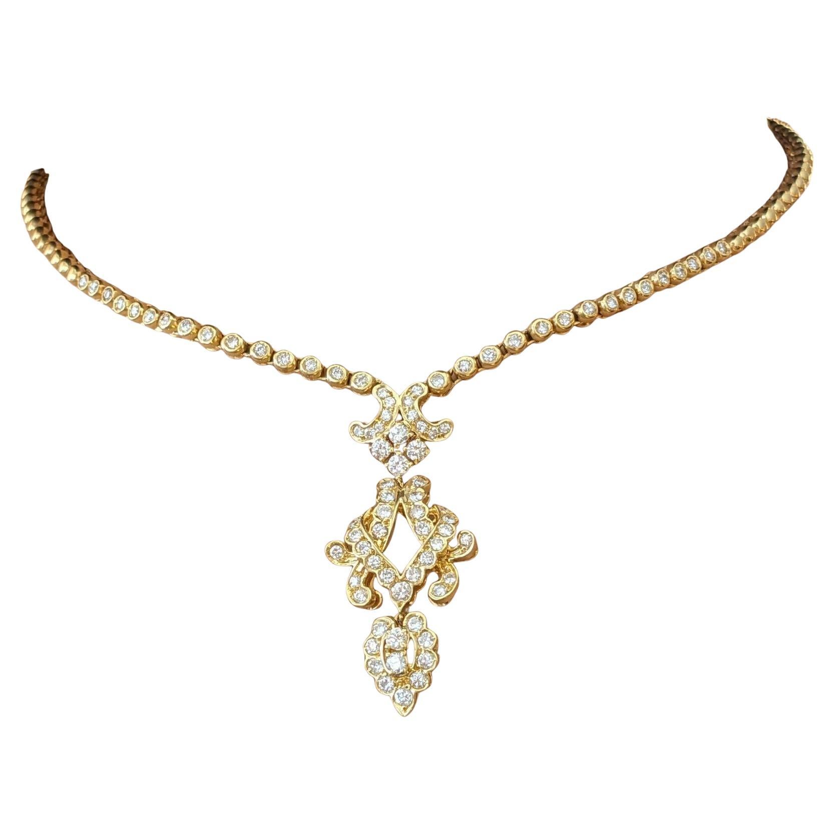 Collier pendentif vintage à diamant 2 cttw en or jaune 18k