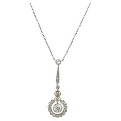 Ciondolo con diamante vintage incastonato in platino e oro giallo 9ct